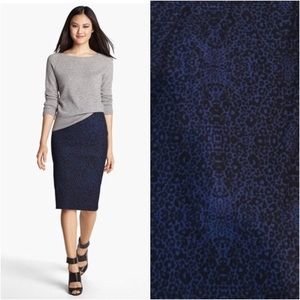 Halogen animal print midi pencil skirt