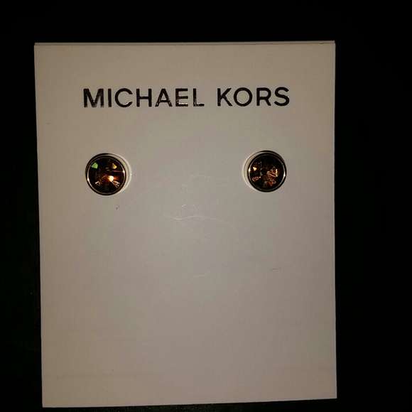 Gold Whiskey Crystal Mk Stud - Picture 1 of 2
