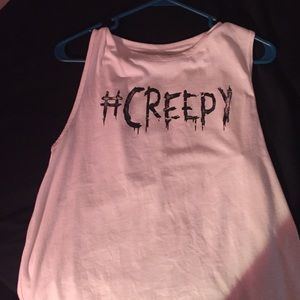 White #Creepy tank top
