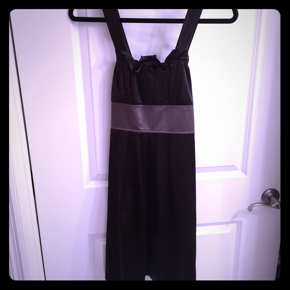 Satin Black Dress with Grey Sash ❤️✨❤️