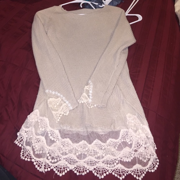 Sweaters - Cream and off white lace sweater