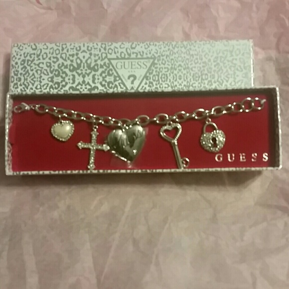 Guess silvertone charm bracelet
