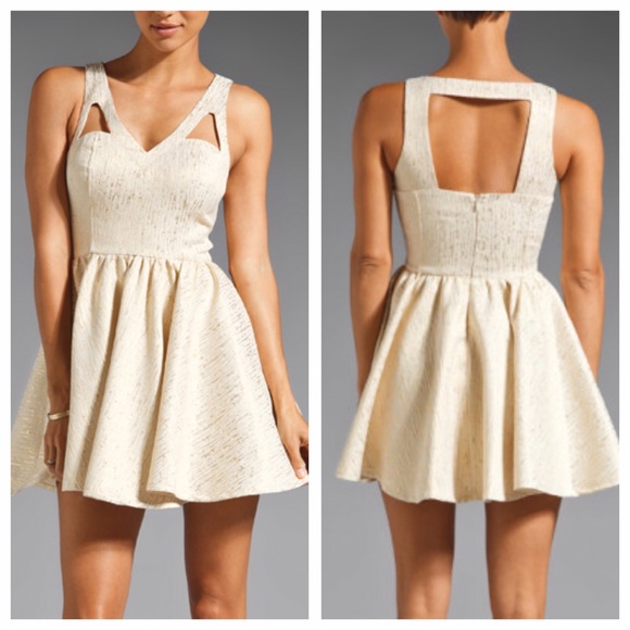 Keepsake the Label  Dresses & Skirts - Keepsake | Cream + Gold Cutout Fit + Flare Dress