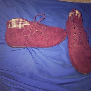 Burgundy suede high tops