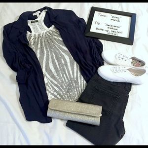 Navy button up and tank bundle