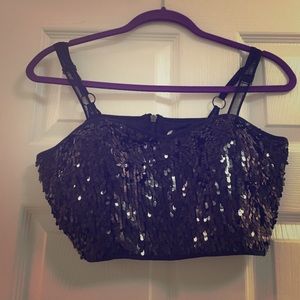 Black sequin crop top