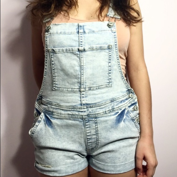 Acid Wash Shorts Overalls - Picture 1 of 1