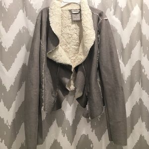 Stylish grey and fur jacket