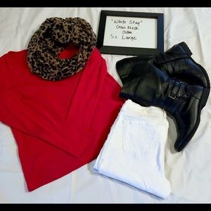 Long sleeve red crew neck tee