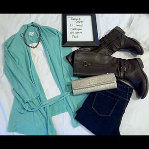 Aqua/teal robe like cardigan