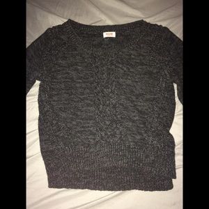 long sleeve, dark grey sweater