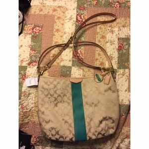 NEW WITH TAGS COACH bag - khaki/emerald