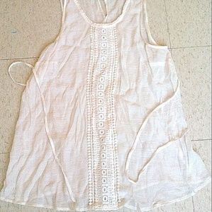 Sheer off white knitted pattern tank top