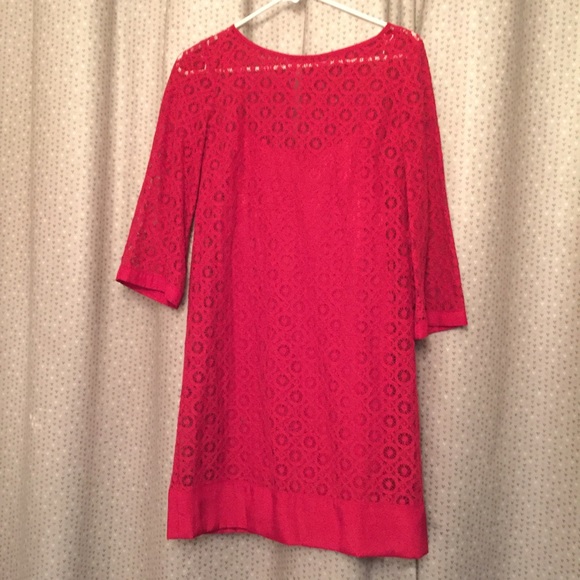 Laundry by Shelli Segal red lace shift dress sz 2