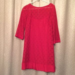 Laundry by Shelli Segal red lace shift dress sz 2