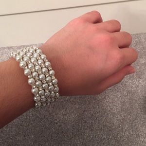 Pearl wrap jeweled bracelet