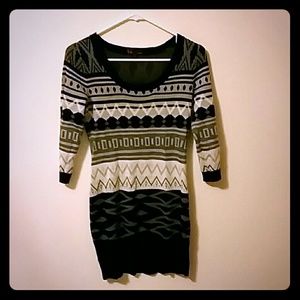 Black Geometric Sweater Dress