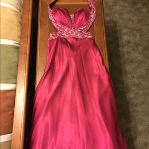 Embellished backless prom dress