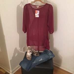 Sheer maroon top