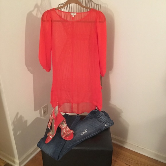 Sheer bright orange top