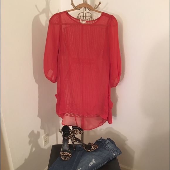 Sheer dark orange top