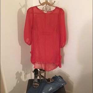 Sheer dark orange top