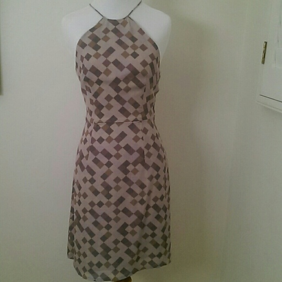 J. Crew silk diamond print halter dress size 2