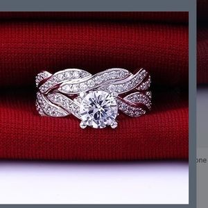 Stamped 925 wedding set new never worn size 7