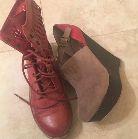 Color block wedges and mesh boots!!