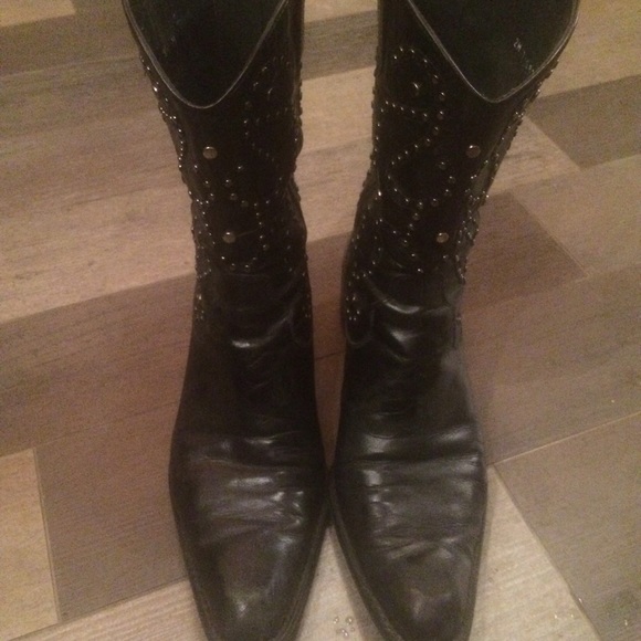 Stuart Weitzman black studded boots