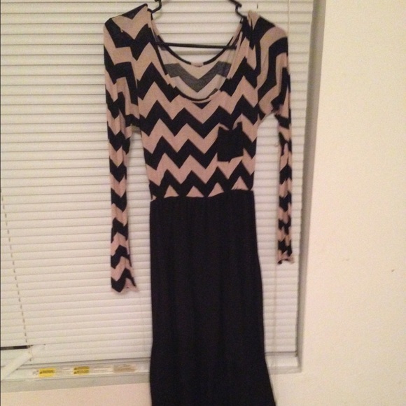 Black & brown high low chevron dress