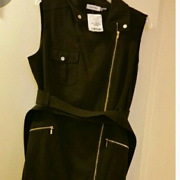 CALVIN KLEIN ZIPPER DRESS(gold details )