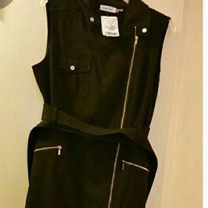 CALVIN KLEIN ZIPPER DRESS(gold details )