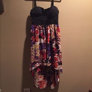 Multicolored floral high-low dress