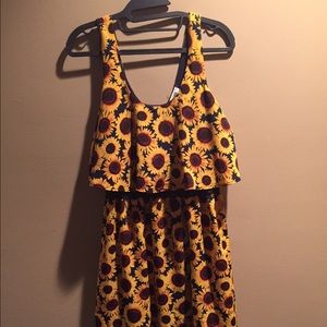 Blue and yellow sunflower dress