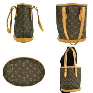 LOUIS VUITTON BUCKET BAG AND POUCHE