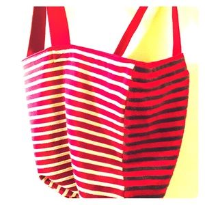 Striped knit tote handbag