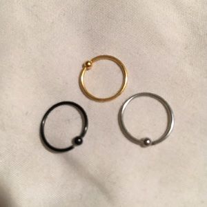 Three nose hoops