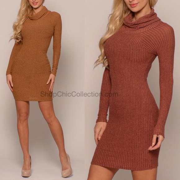 Ribbed turtleneck dress - Picture 1 of 1