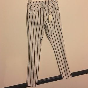 Forever 21 NWT Black and white striped denim