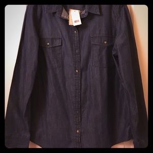 NWT Banana Republic dark blue shirt w/pockets XL