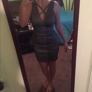 Dark grey peplum dress