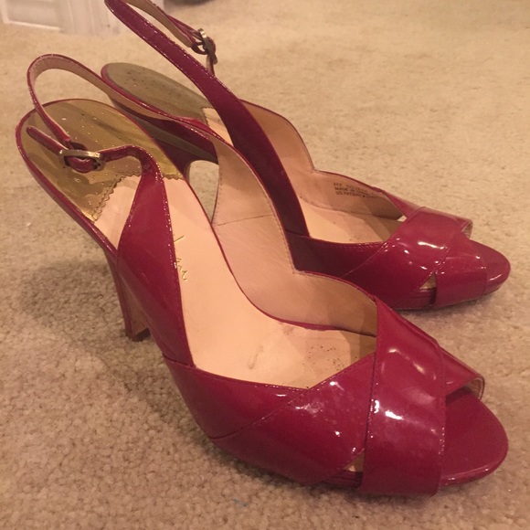 COLE HAAN  dark red patent leather high heels