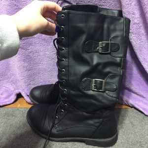 Black combat boots worn twice