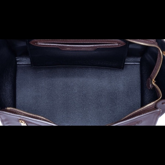 Celine Brown Leather & Gray Shearling Trapeze Bag - Picture 4 of 4