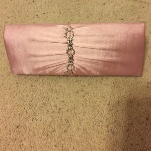Baby pink silk clutch