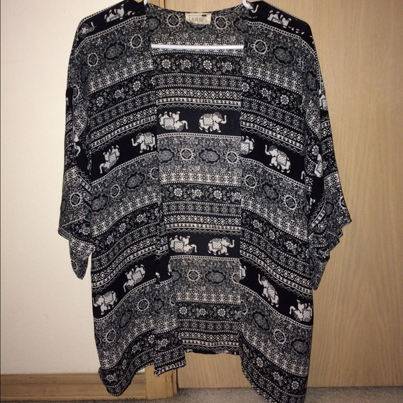 elephant & floral print kimono