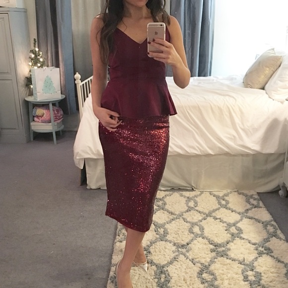 maroon sequin skirt