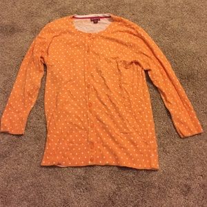 Orange and white polka dot cardigan