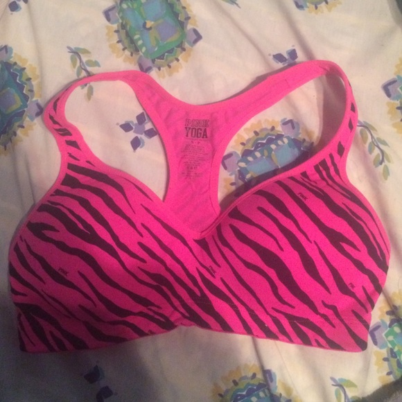 Pink yoga sports bra
